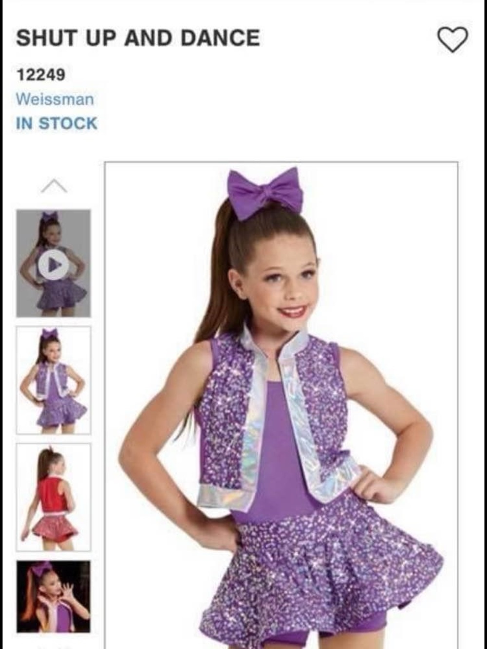 Weissman Purple Sequin Dance Set with Bow